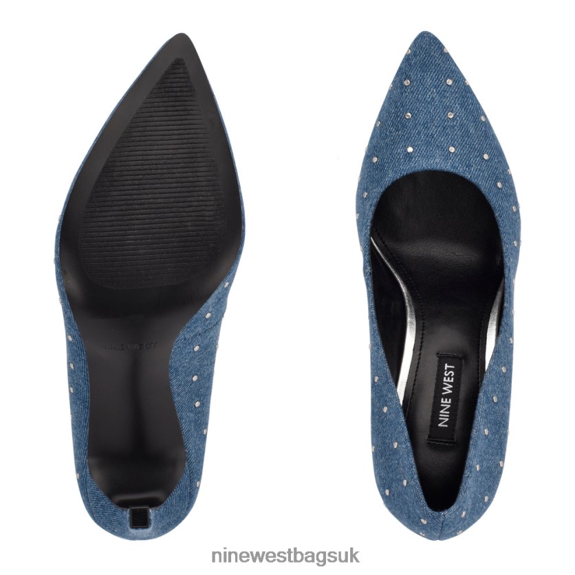 Nine West Tatiana Studded Pointy Toe Pumps RFX40B874 - Nine West Sandals UK Denim Studded