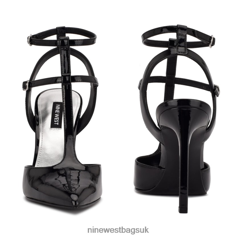 Nine West Tayes Ankle Strap Pump RFX40B1518 - Nine West Sandals UK Black Patent