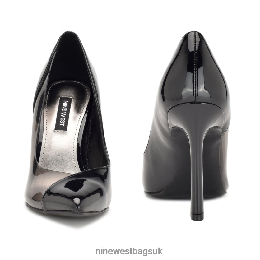 Nine West Toba Pointy Toe Pumps RFX40B1514 - Nine West Sandals UK Black/Smoke Patent