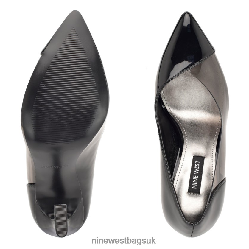 Nine West Toba Pointy Toe Pumps RFX40B1514 - Nine West Sandals UK Black/Smoke Patent