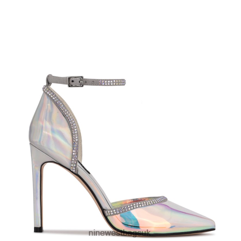 Nine West Tootsie Ankle Strap Pumps RFX40B1420 - Nine West Bags UK Silver/Blue Iridescent