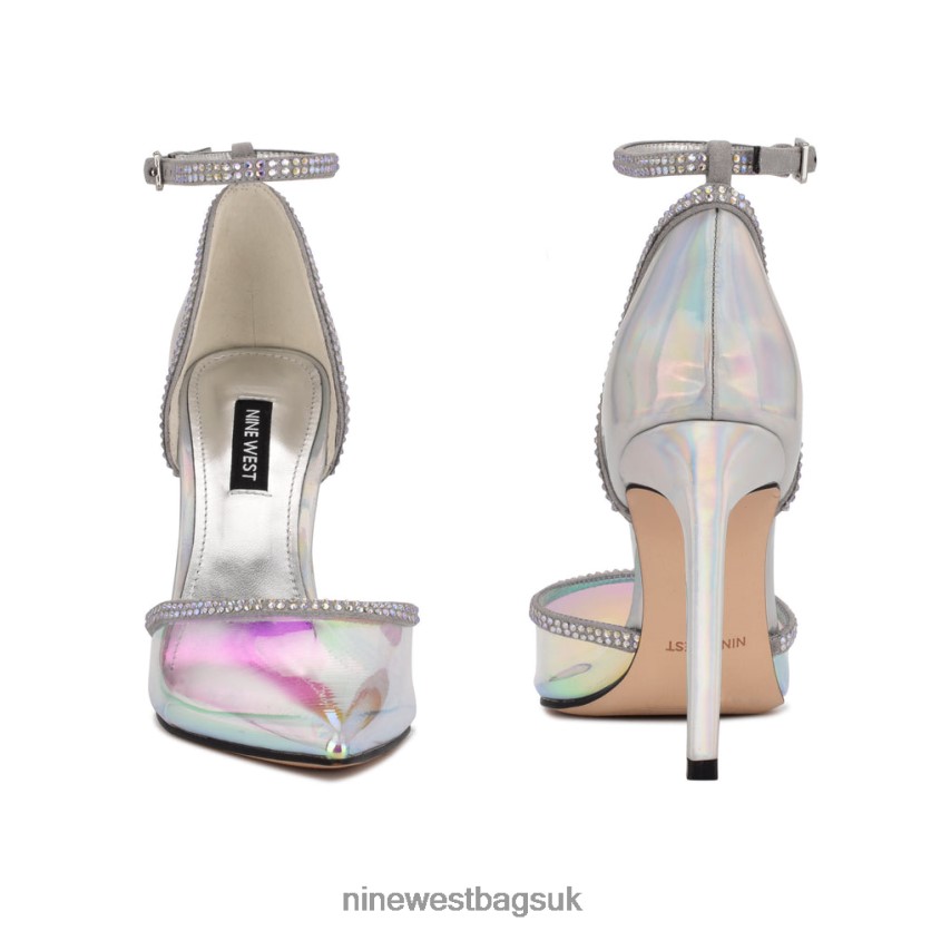 Nine West Tootsie Ankle Strap Pumps RFX40B1420 - Nine West Bags UK Silver/Blue Iridescent