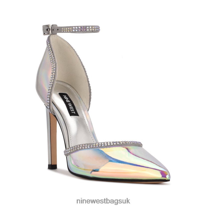 Nine West Tootsie Ankle Strap Pumps RFX40B1540 - Nine West Bags UK Silver/Blue Iridescent