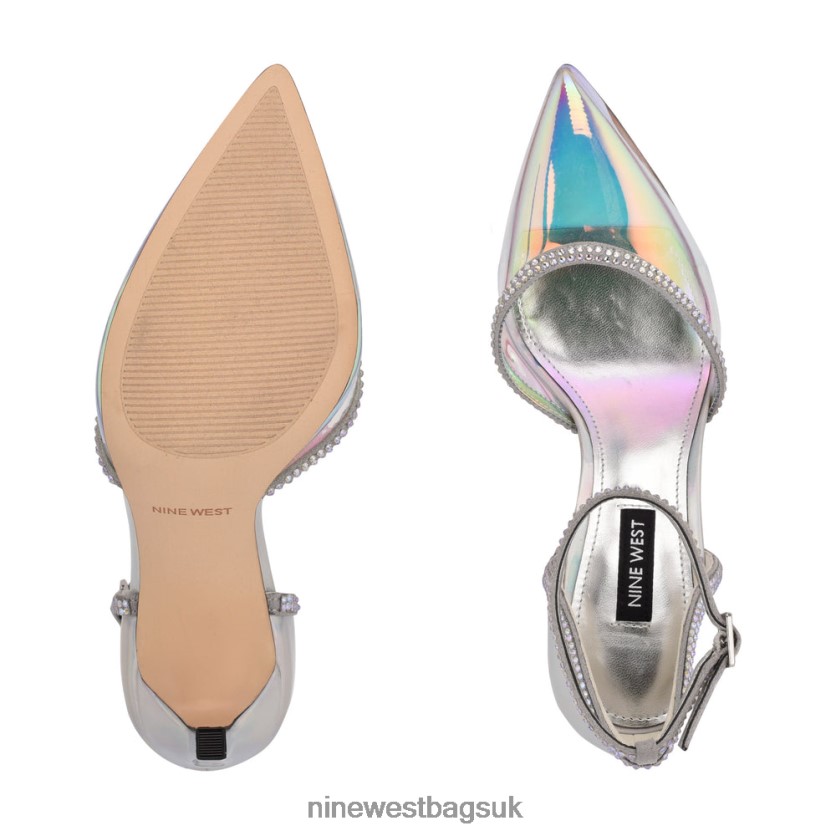 Nine West Tootsie Ankle Strap Pumps RFX40B1540 - Nine West Bags UK Silver/Blue Iridescent