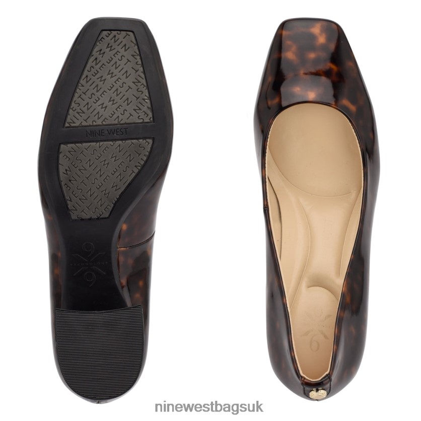 Nine West Vibe 9x9 Block Heel Pumps RFX40B2182 - Nine West Sandals UK Brown Tortoise