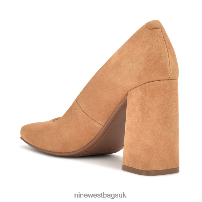 Nine West Yolend Block Heel Pumps RFX40B2111 - Nine West UK Sale Dark Natural Suede