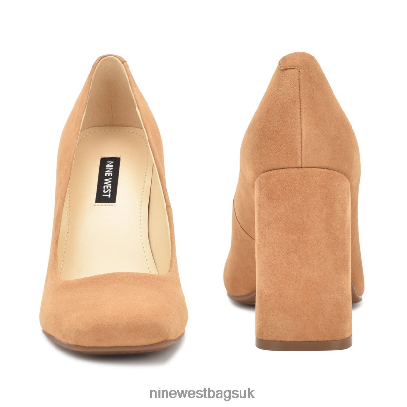 Nine West Yolend Block Heel Pumps RFX40B2111 - Nine West UK Sale Dark Natural Suede