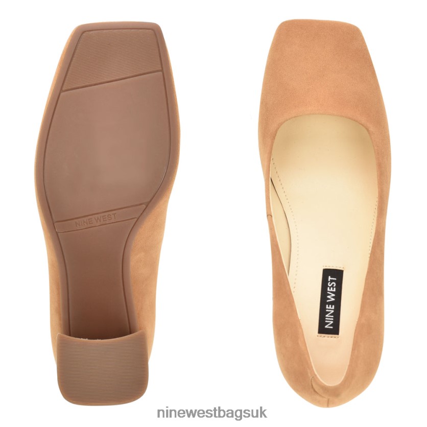 Nine West Yolend Block Heel Pumps RFX40B2111 - Nine West UK Sale Dark Natural Suede