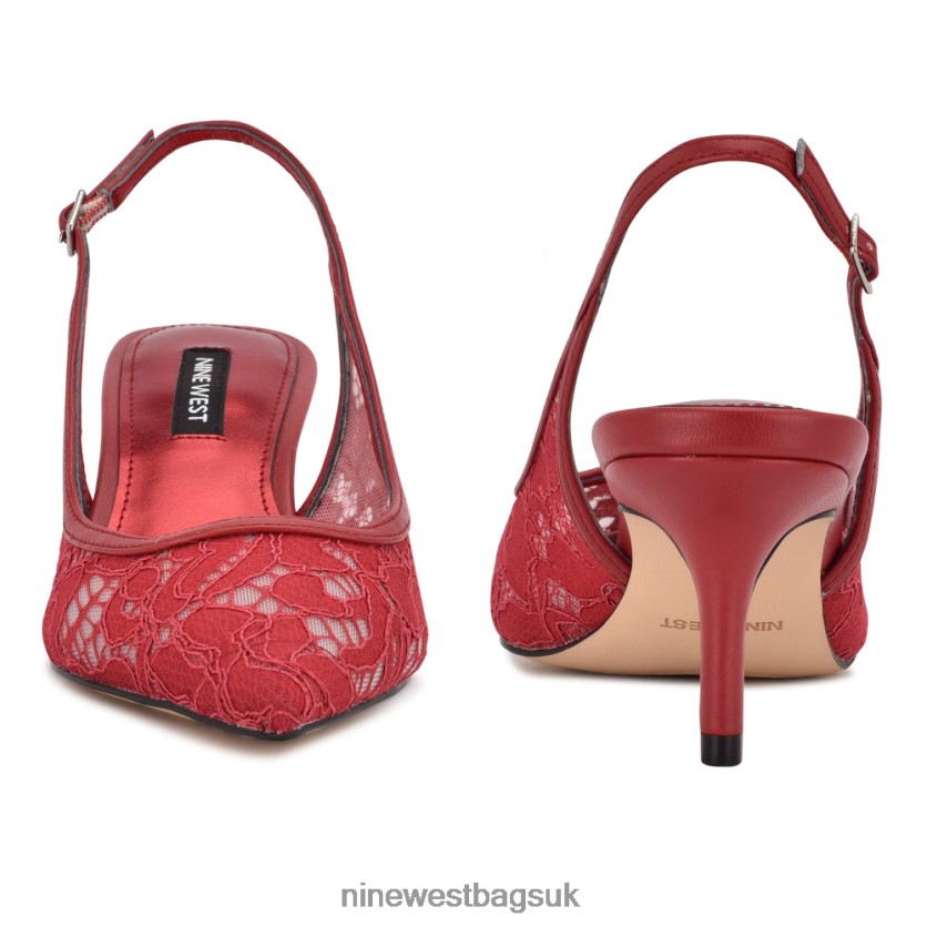 Nine West Arena Slingback Heels RFX40B1091 - Nine West UK Sale Red Lace