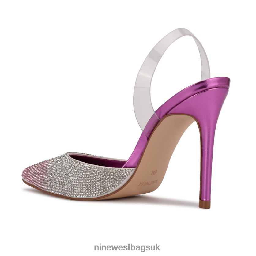 Nine West Fabry Pointy Toe Slingback Pumps RFX40B963 - Nine West UK Sale Pink Multi
