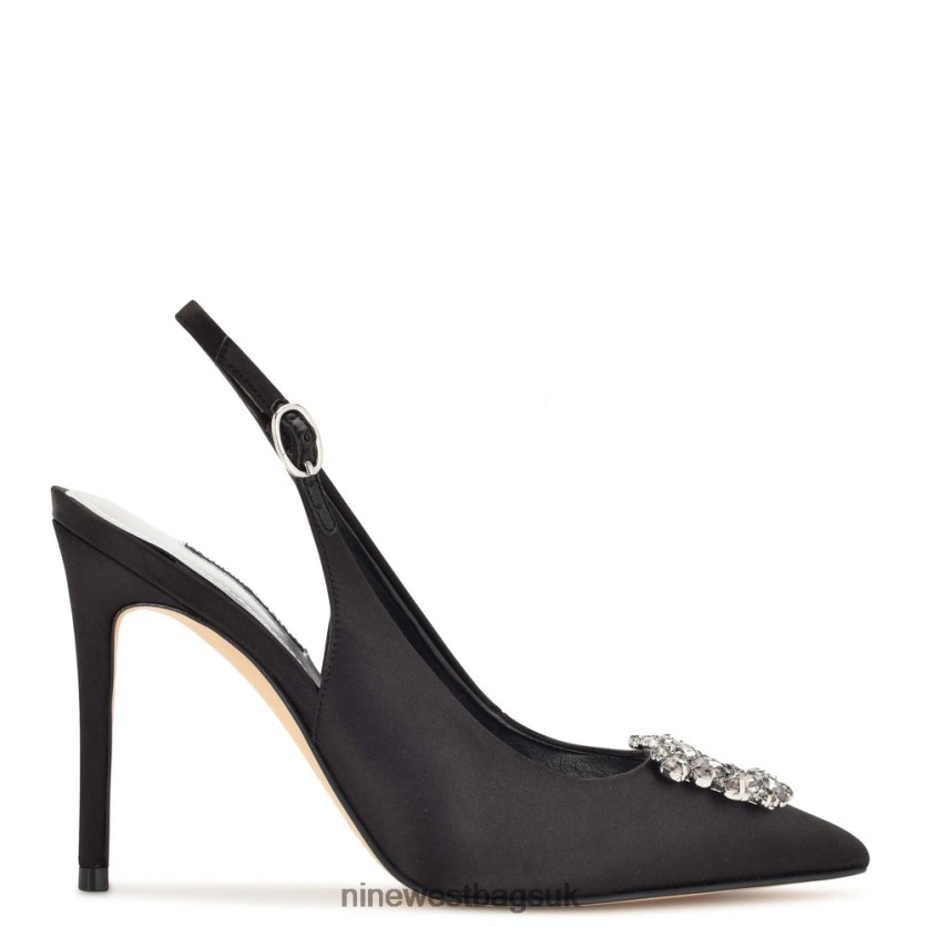 Nine West Famey Slingback Pumps RFX40B1836 - Nine West Bags UK Black Satin Crystal