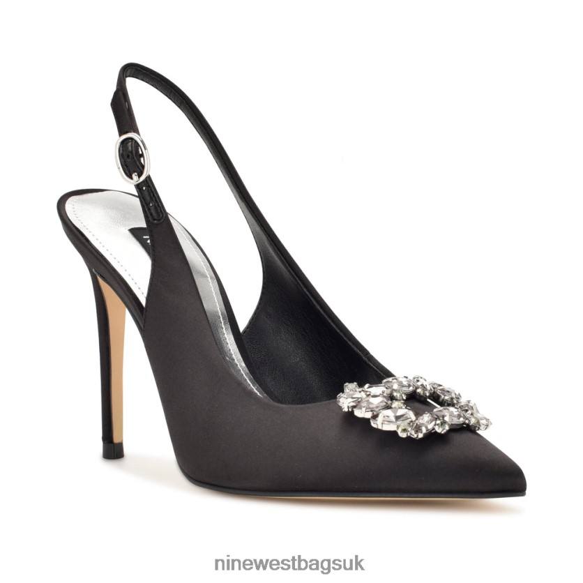 Nine West Famey Slingback Pumps RFX40B1836 - Nine West Bags UK Black Satin Crystal