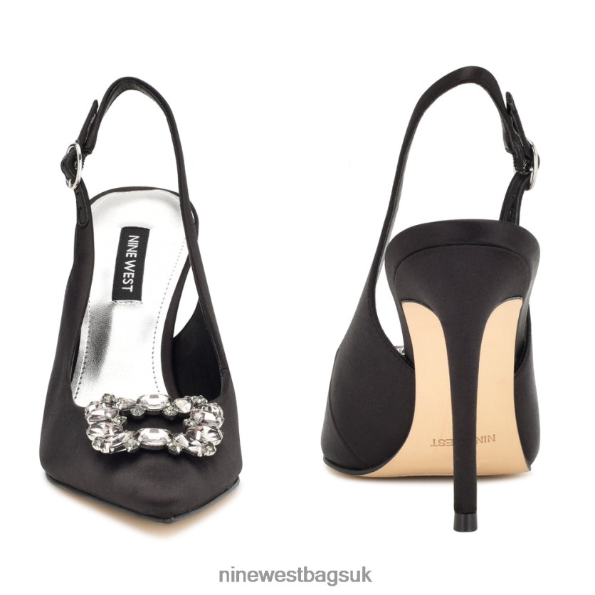 Nine West Famey Slingback Pumps RFX40B1836 - Nine West Bags UK Black Satin Crystal