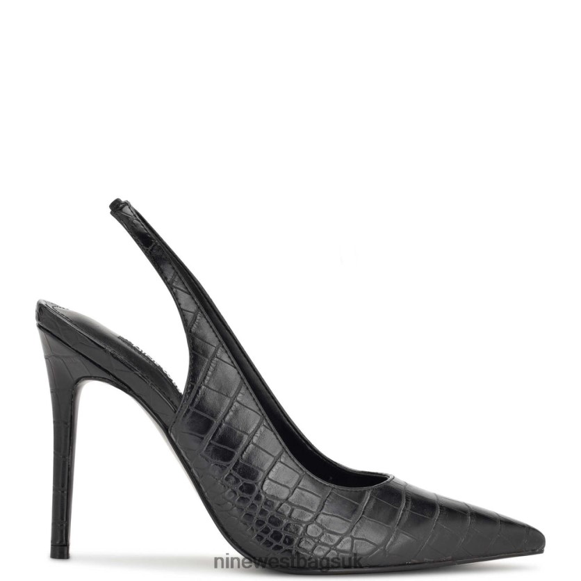 Nine West Feather Pointy Toe Slingback Pumps RFX40B1090 - Nine West Sandals UK Black Embossed Croco