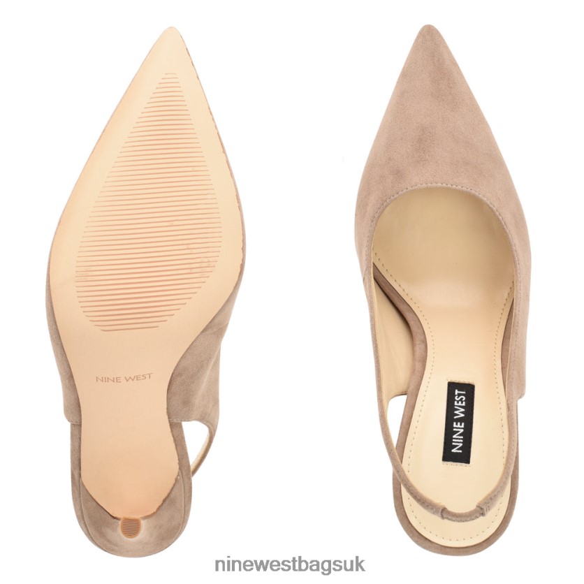 Nine West Feather Pointy Toe Slingback Pumps RFX40B1098 - Nine West Sandals UK Taupe Suede