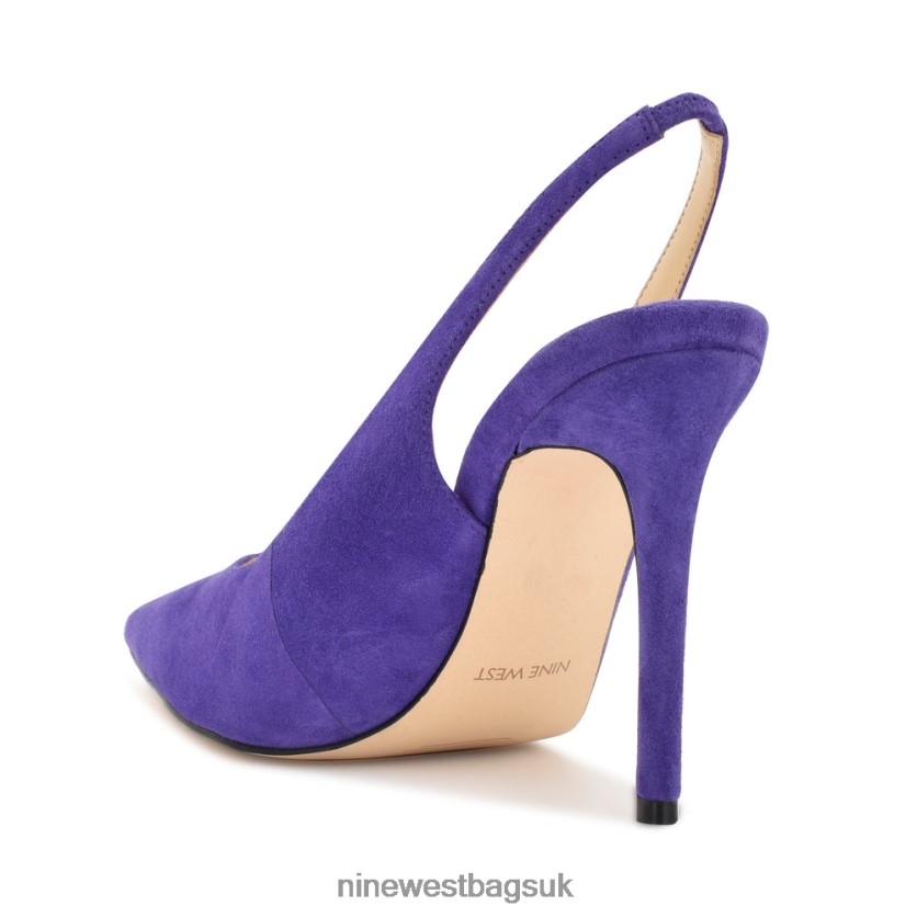 Nine West Feather Pointy Toe Slingback Pumps RFX40B1099 - Nine West UK Sale Purple Suede