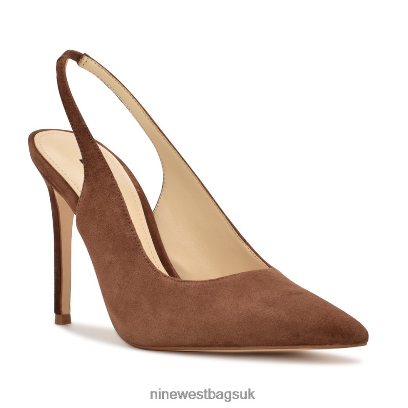 Nine West Feather Pointy Toe Slingback Pumps RFX40B1100 - Nine West Bags UK Medium Brown Suede