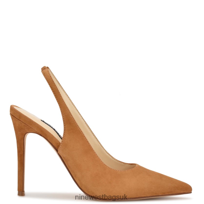 Nine West Feather Pointy Toe Slingback Pumps RFX40B1101 - Nine West UK Dark Natural Suede