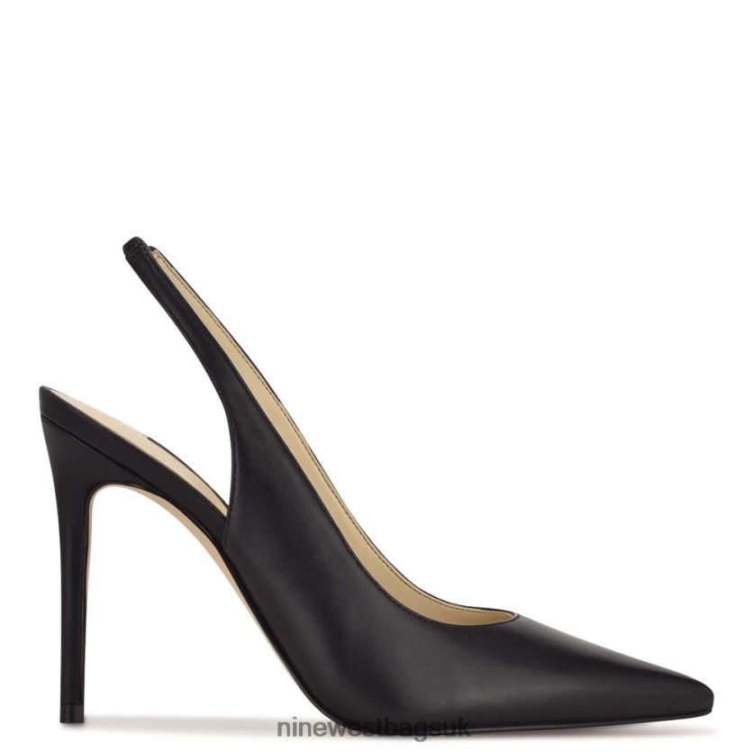 Nine West Feather Pointy Toe Slingback Pumps RFX40B1573 - Nine West UK Black Leather