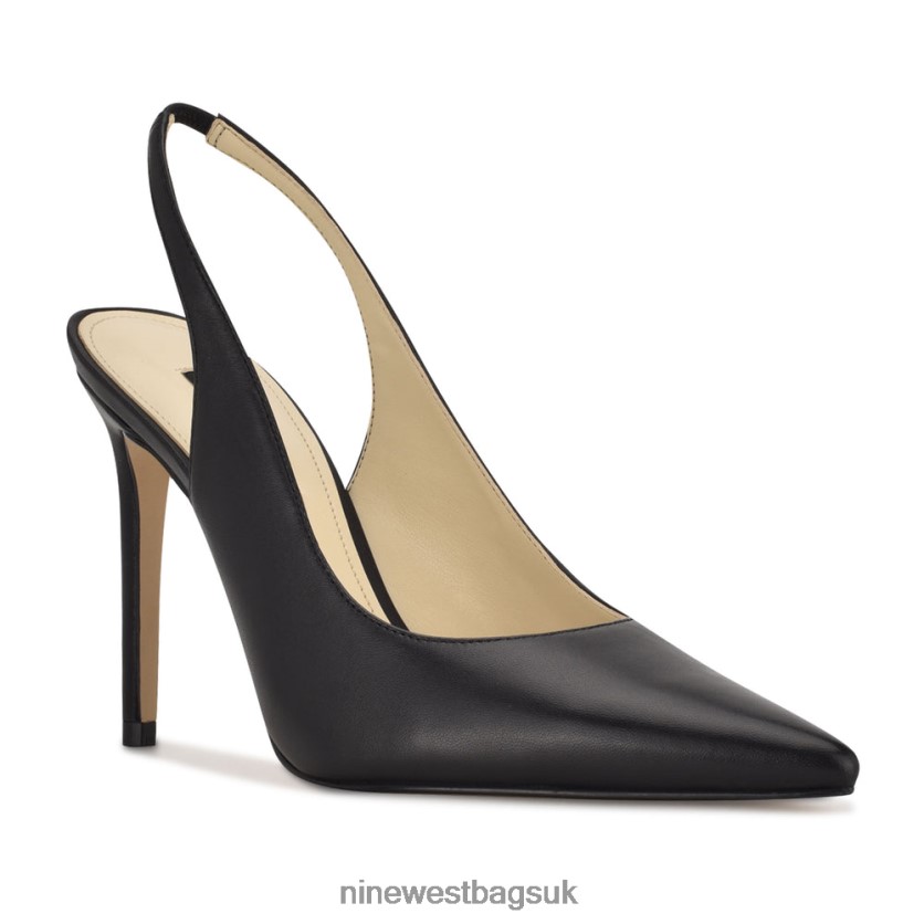 Nine West Feather Pointy Toe Slingback Pumps RFX40B1573 - Nine West UK Black Leather