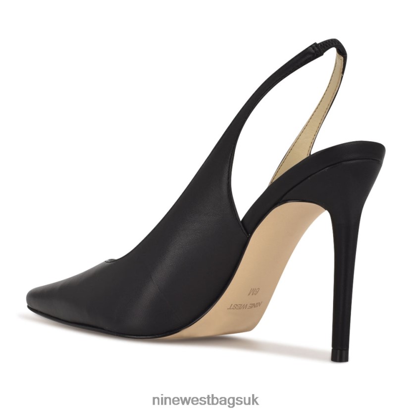 Nine West Feather Pointy Toe Slingback Pumps RFX40B1573 - Nine West UK Black Leather