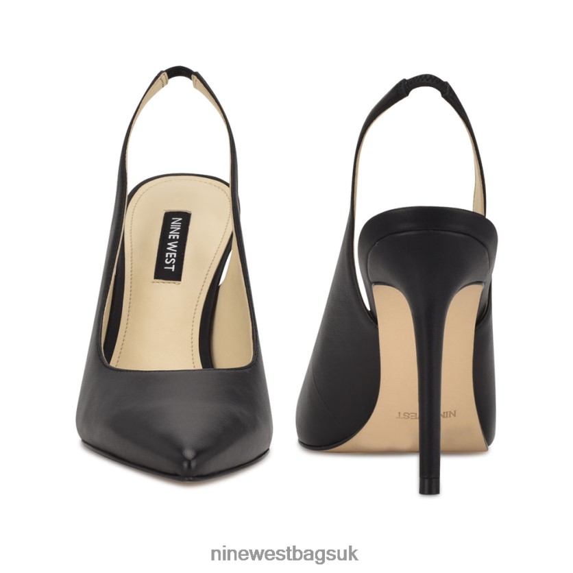 Nine West Feather Pointy Toe Slingback Pumps RFX40B1573 - Nine West UK Black Leather