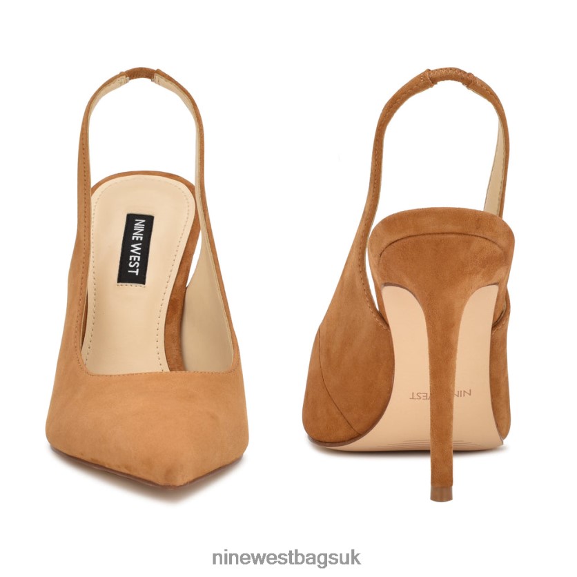 Nine West Feather Pointy Toe Slingback Pumps RFX40B1628 - Nine West Bags UK Dark Natural Suede