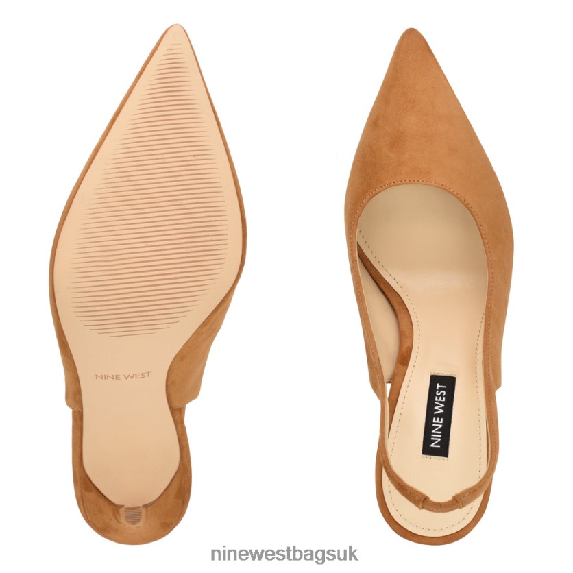 Nine West Feather Pointy Toe Slingback Pumps RFX40B1628 - Nine West Bags UK Dark Natural Suede