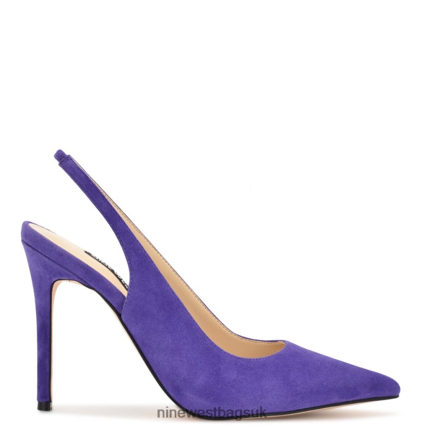 Nine West Feather Pointy Toe Slingback Pumps RFX40B1701 - Nine West UK Purple Suede