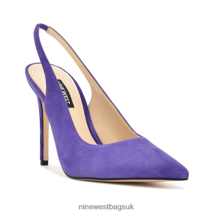 Nine West Feather Pointy Toe Slingback Pumps RFX40B1701 - Nine West UK Purple Suede