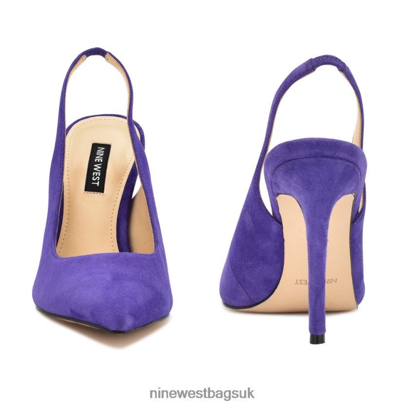 Nine West Feather Pointy Toe Slingback Pumps RFX40B1701 - Nine West UK Purple Suede