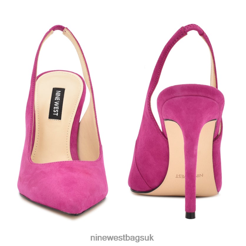 Nine West Feather Pointy Toe Slingback Pumps RFX40B924 - Nine West Bags UK Pink Suede