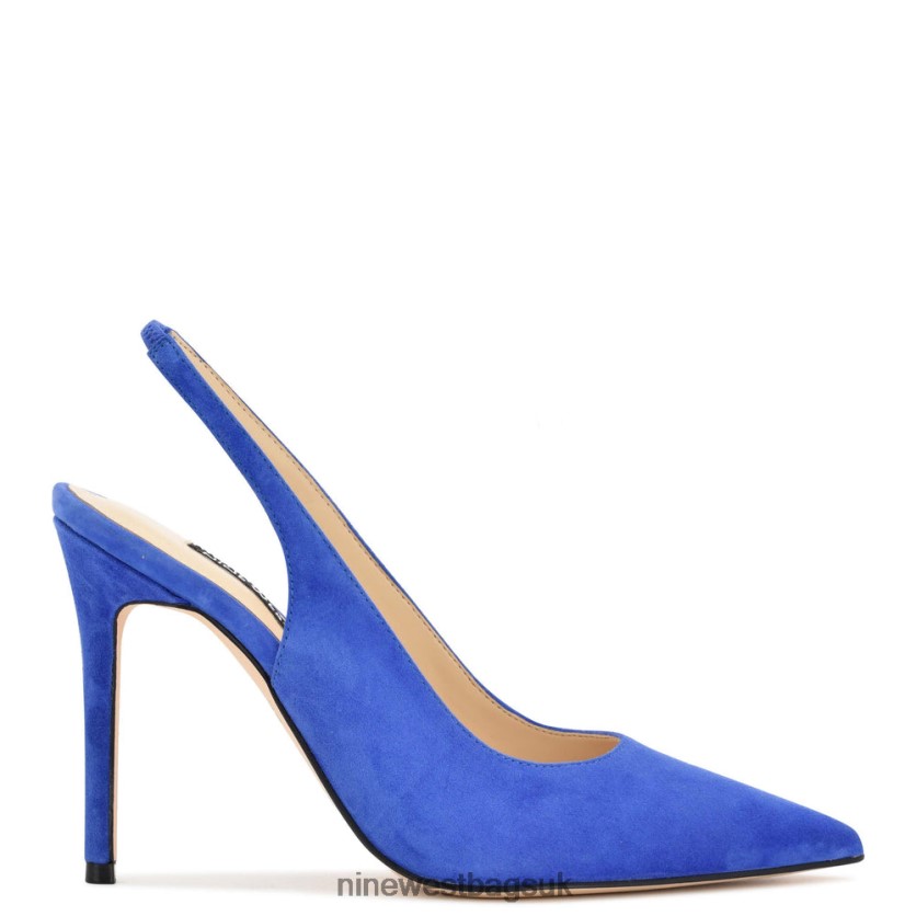 Nine West Feather Pointy Toe Slingback Pumps RFX40B925 - Nine West UK Medium Blue Suede