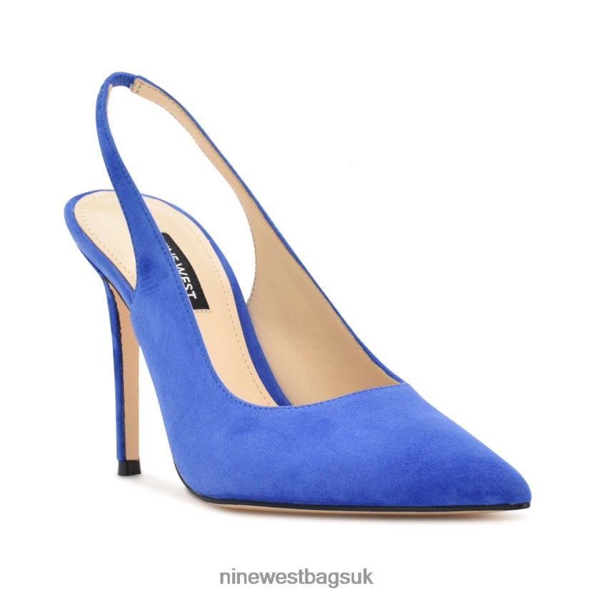 Nine West Feather Pointy Toe Slingback Pumps RFX40B925 - Nine West UK Medium Blue Suede