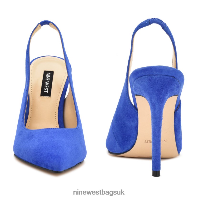 Nine West Feather Pointy Toe Slingback Pumps RFX40B925 - Nine West UK Medium Blue Suede