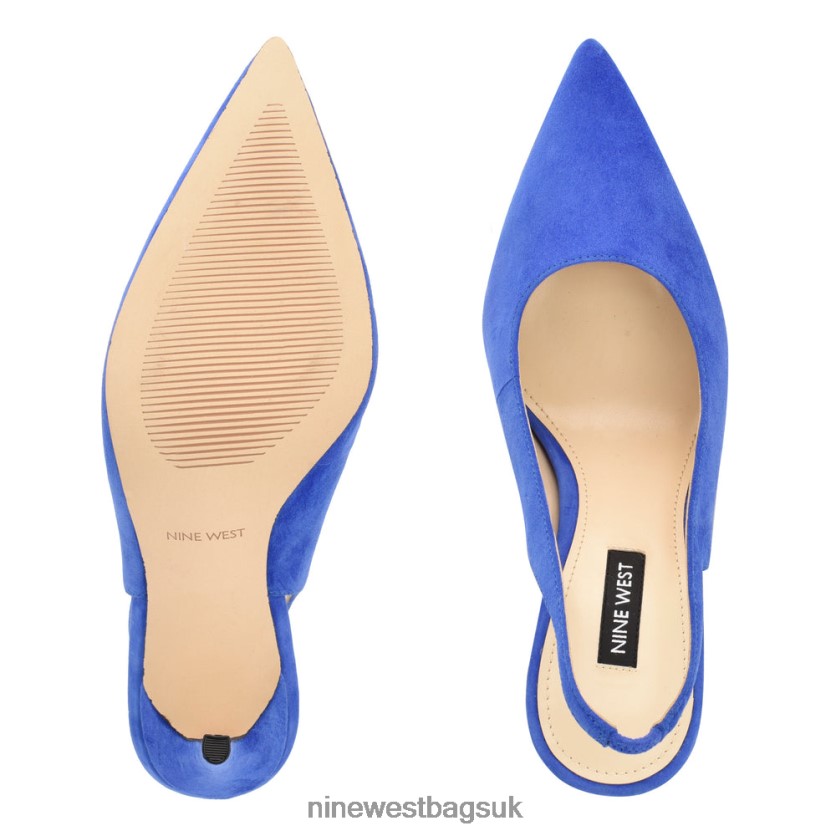Nine West Feather Pointy Toe Slingback Pumps RFX40B925 - Nine West UK Medium Blue Suede