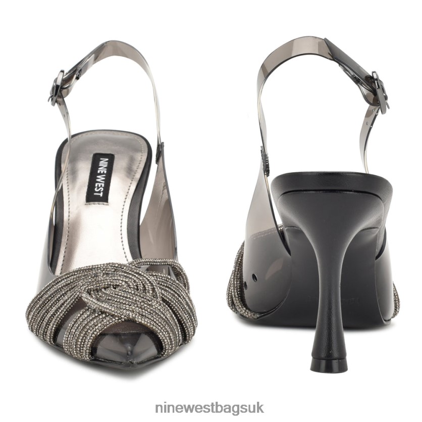 Nine West Nalan Slingback Pumps RFX40B1274 - Nine West Sandals UK Black/Clear Crystal