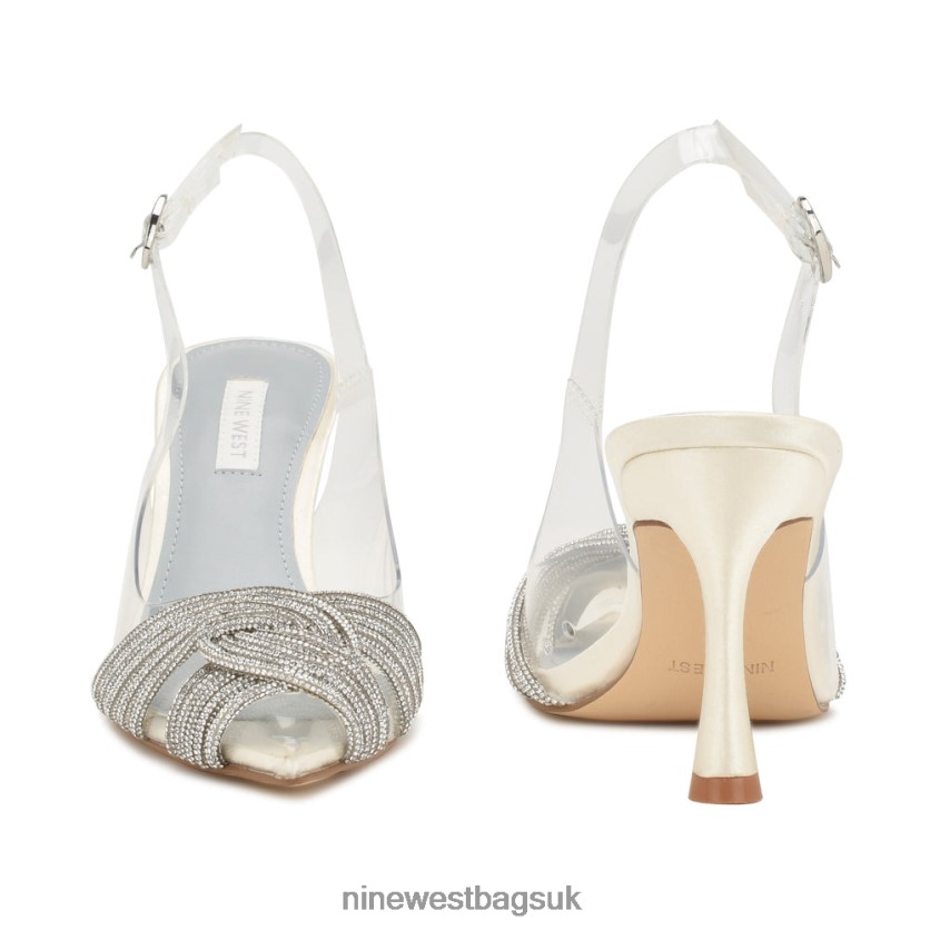 Nine West Nalan Slingback Pumps RFX40B1790 - Nine West Sandals UK Ivory/Clear Crystal
