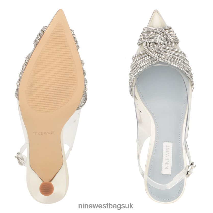 Nine West Nalan Slingback Pumps RFX40B1790 - Nine West Sandals UK Ivory/Clear Crystal