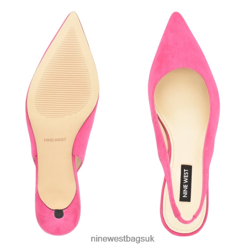 Nine West Nataly Slingback Pumps RFX40B1154 - Nine West Sandals UK Neon Pink Suede