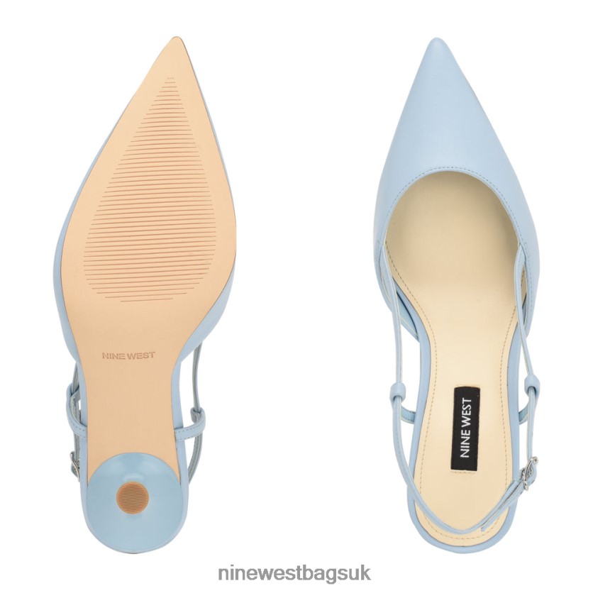 Nine West Peni Slingback Pumps RFX40B1394 - Nine West Sandals UK Light Blue Leather