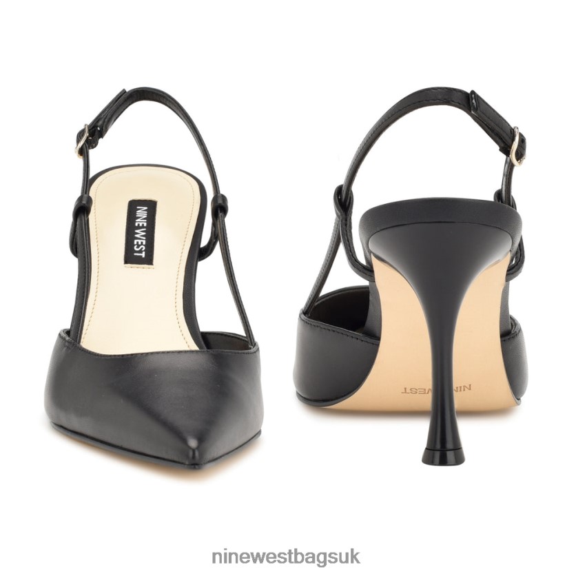 Nine West Peni Slingback Pumps RFX40B1395 - Nine West UK Sale Black Leather