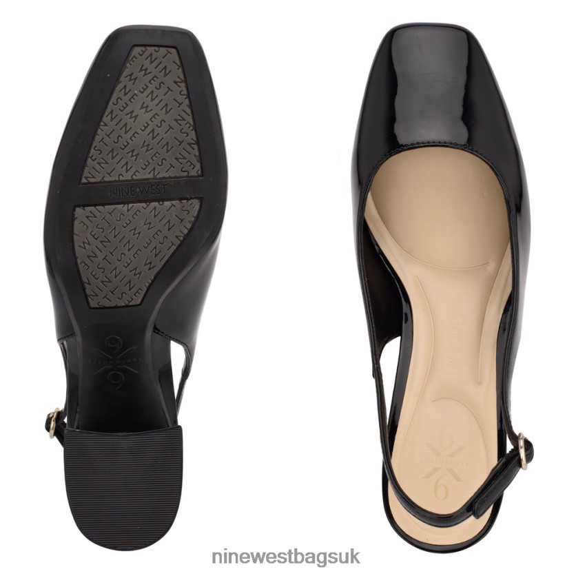 Nine West Vila 9x9 Slingback Pumps RFX40B1103 - Nine West UK Sale Black Patent
