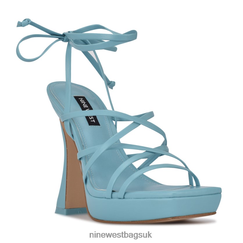 Nine West Ailey Ankle Wrap Platform Sandals RFX40B1018 - Nine West Sandals UK Blue