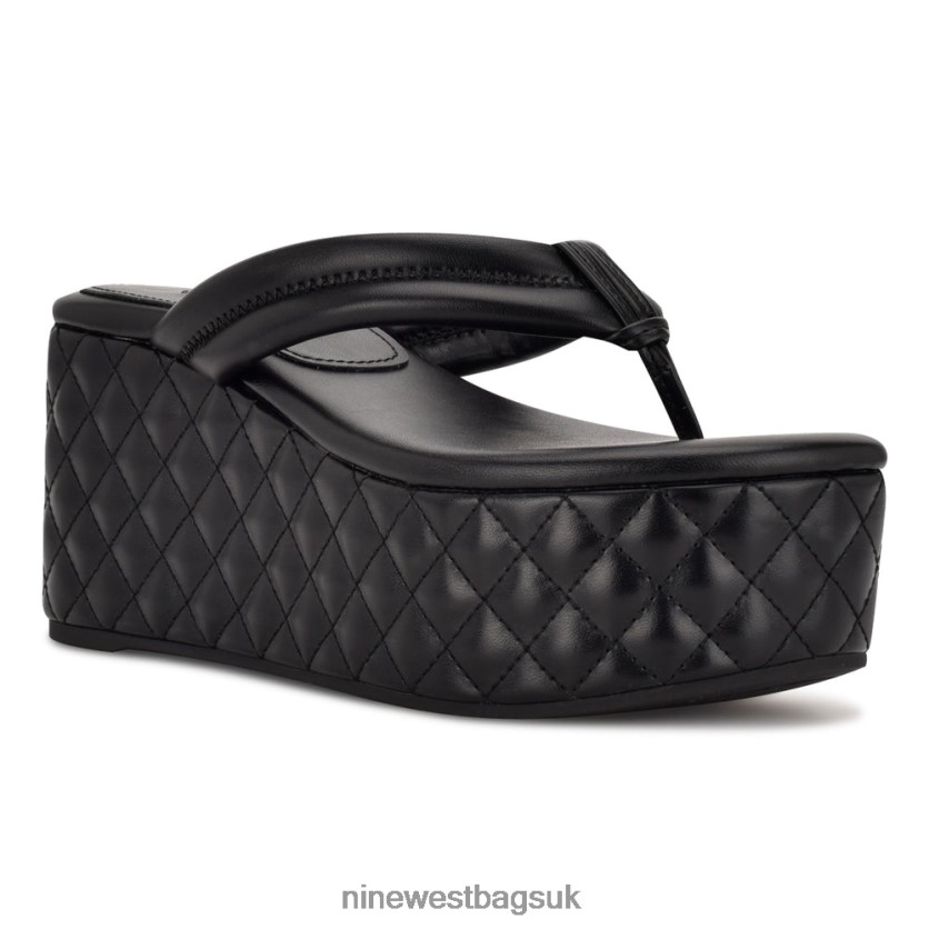 Nine West Newya Platform Thong Sandals RFX40B2935 - Nine West Sandals UK Black