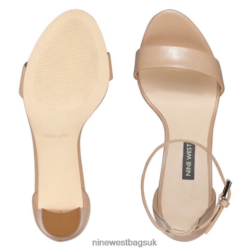 Nine West Pruce Ankle Strap Block Heel Sandals RFX40B2366 - Nine West Sandals UK Barely Nude Leather