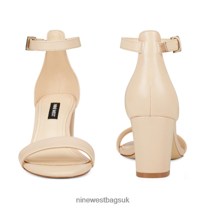 Nine West Pruce Ankle Strap Block Heel Sandals RFX40B2405 - Nine West UK Ivory Leather