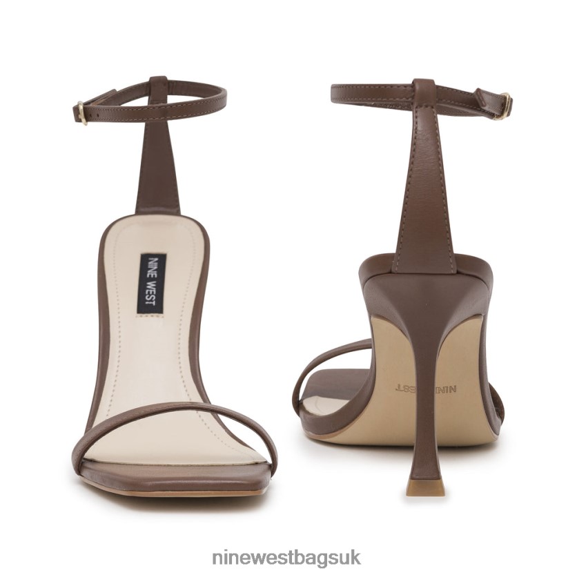 Nine West Yess Ankle Strap Sandals RFX40B2395 - Nine West UK Sale Brown Leather