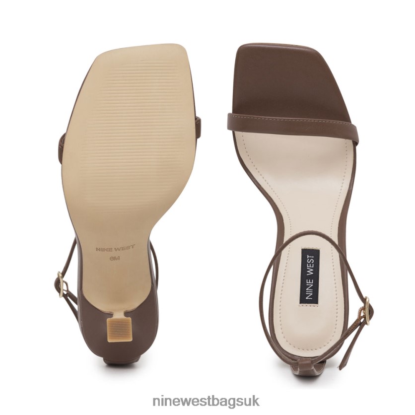 Nine West Yess Ankle Strap Sandals RFX40B2395 - Nine West UK Sale Brown Leather