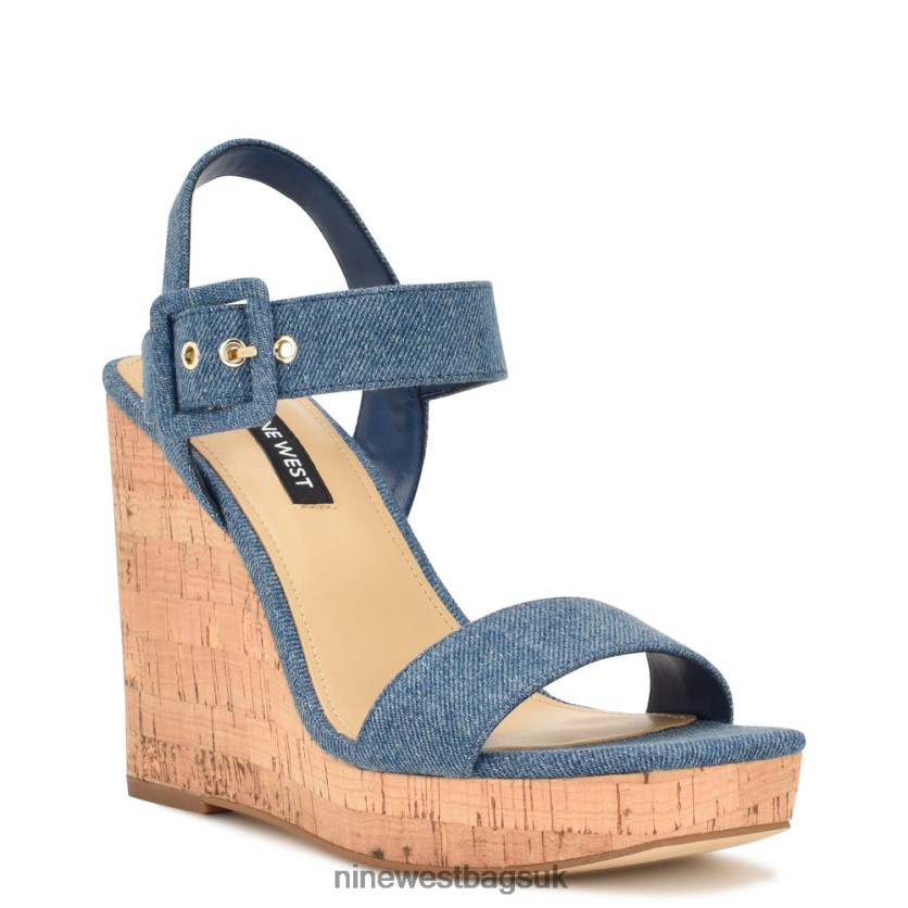 Nine West Courts Wedge Sandals RFX40B765 - Nine West UK Blue Denim